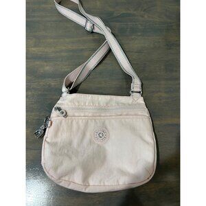 Kipling Light Pink Crossbody Bag Purse With Robot Monkey Keychain Excellent Cond